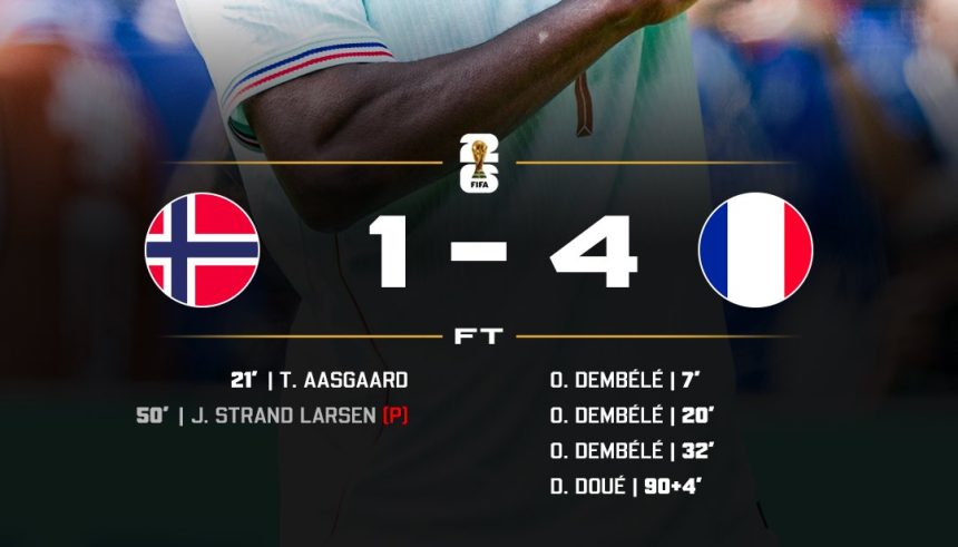 France beat Norway with Dembélé show as both fly to round of 32- Photo credit: X media