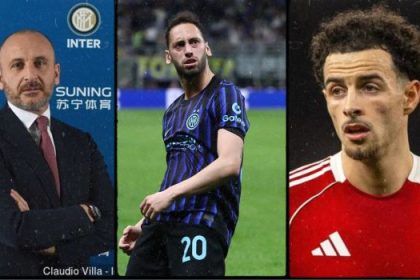 Inter Director Piero Ausilio, Çalhanoğlu & Curtis Jones - Photo Credit : Softfootball, Media