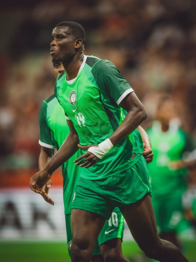 Paul Onuachu scores from the spot, sending the goalkeeper the wrong way to restore Nigeria’s lead - Photo Credit : Softfootball Media