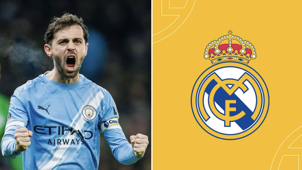 BERNARDO SILVA & REAL MADRID LOGO - Photo Credit : Fabrizio Romano, X