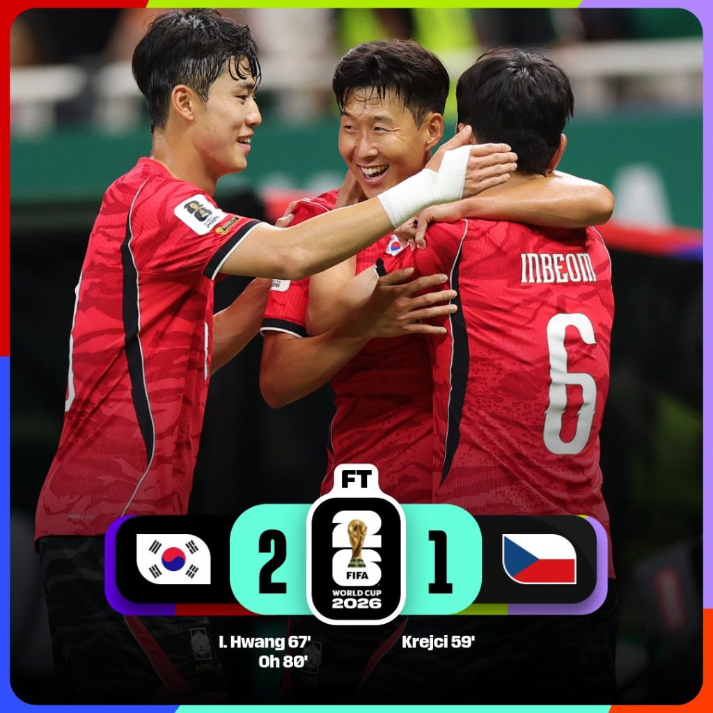 South Korea Fight Back to Beat Czech Republic 2–1 in Group A World Cup Opener - Photo Credit : Softfootball Media