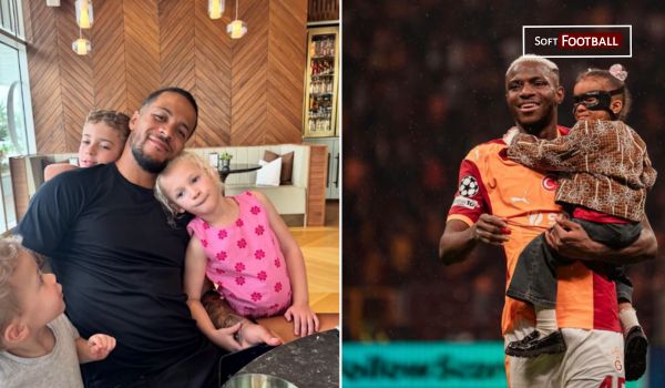 Super eagles star Victor osihmen and Troost ekong with their kids - Photo Credit : Softfootball Media