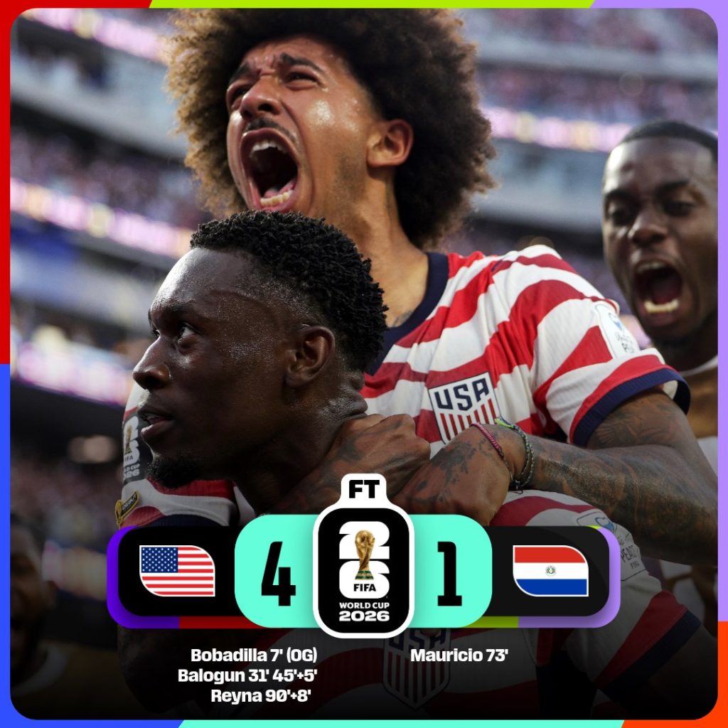 The United States launched their FIFA World Cup 2026 campaign in emphatic fashion, sweeping aside Paraguay with a 4–1 victory - Photo Credit : Fifa World Cup, X