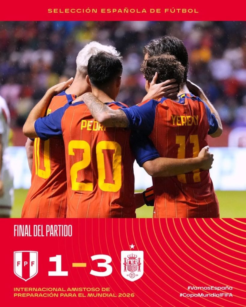 Spain beat Peru 3-1 (Photo credit: Spain national team. Media)