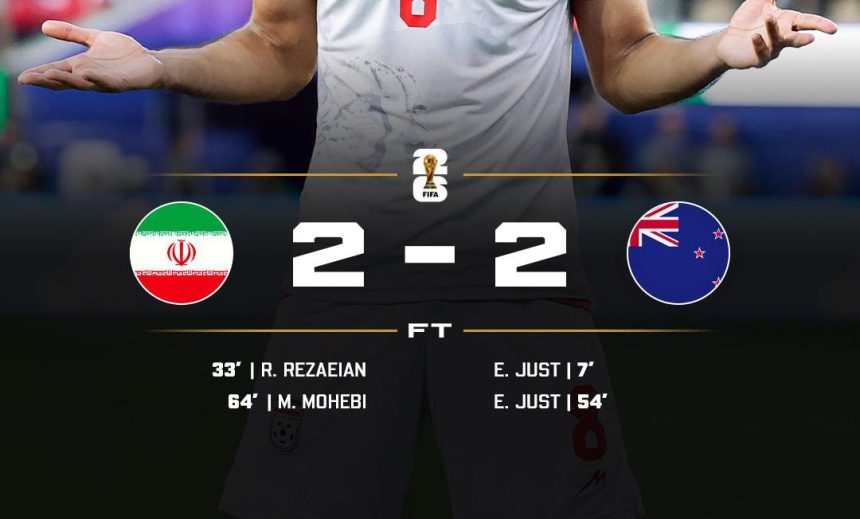 Iran draw 2-2 against New Zealand (Photo credit: Softfootball media)