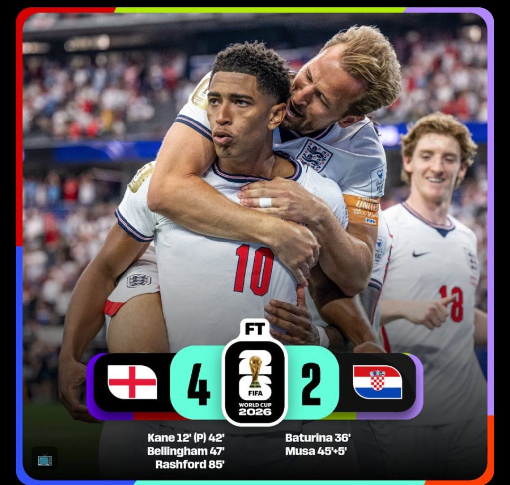 England 4-2 Croatia (Photo credit: FIFA media)