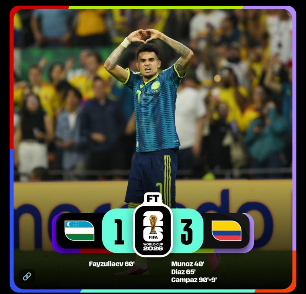 Uzbekistan 1-3 Colombia (Photo credit: FIFA media)