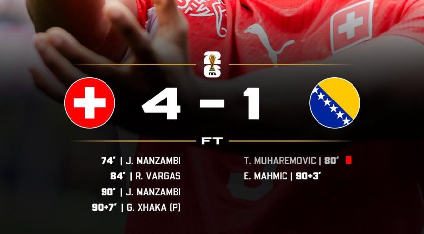 Switzerland beat Bosnia 4-1 (Photo credit: softfootball media)