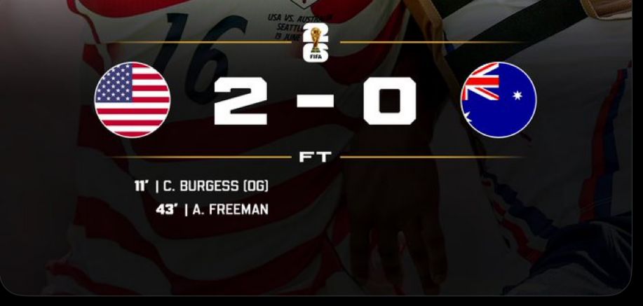 USA trash Australia 2-0 to book their place in the knockout stages of the 2026 FIFA World Cup- Photo credit: X media