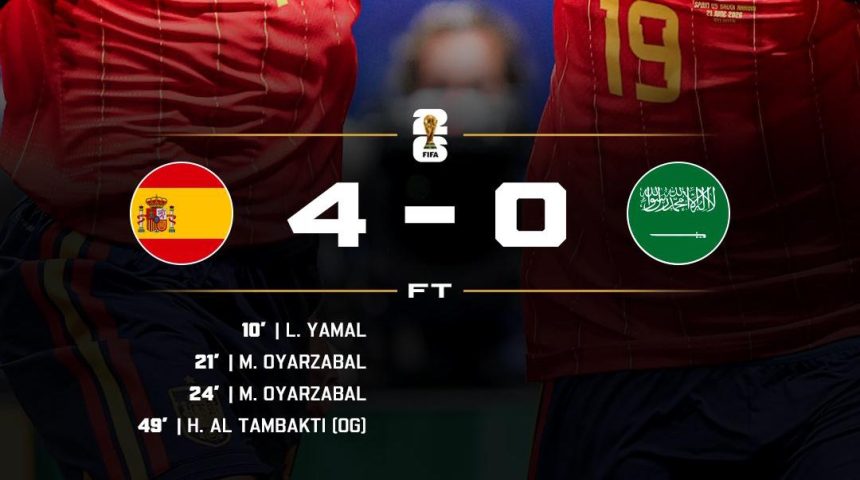 Spain beat Saudi Arabia 4-0 (Photo credit: softfootball media)