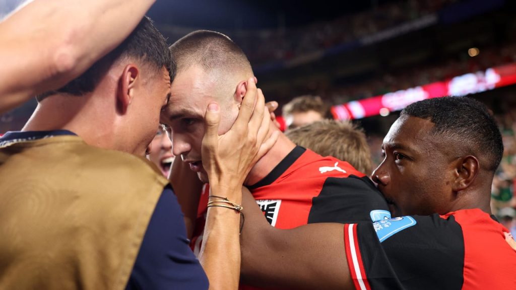 Sasa Kalajdzic is congratulated by team-mates (Photo credit: sky Sports)