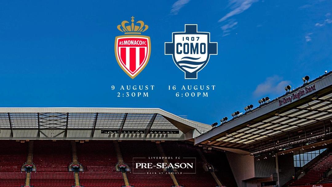 Liverpool to face AS Monaco and Como 1907 in pre-season fixtures at Anfield (Photo credit: Liverpool media)