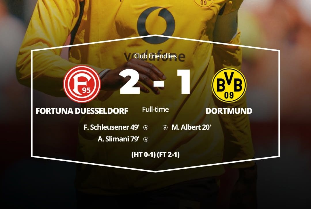 Borussia Dortmund suffer a surprise 2-1 defeat to Fortuna Düsseldorf- Photo credit: Facebook media