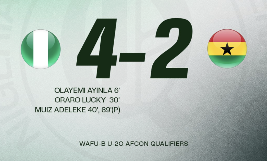 Flying Eagles Defeat Ghana 4–2 in WAFU B U‑20 AFCON Qualifier Opener - Photo Credit : NFF, X