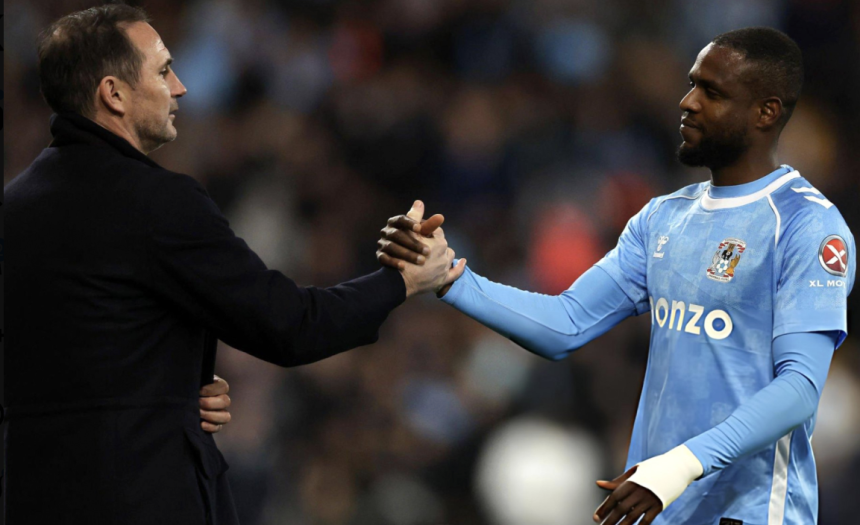 Frank Onyeka and Frank Lampard shaking hands - Photo Credit : Leagues Reporter, X