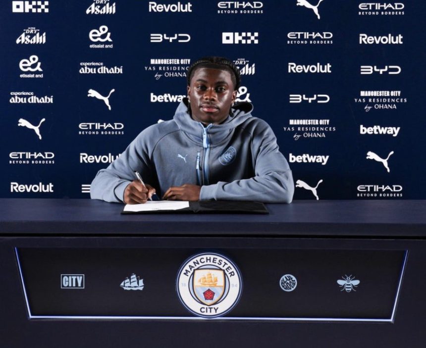 Jeremy Monga joins Manchester City for fee up to £10m from Leicester City- Photo credit: Fabrizio Romano via X