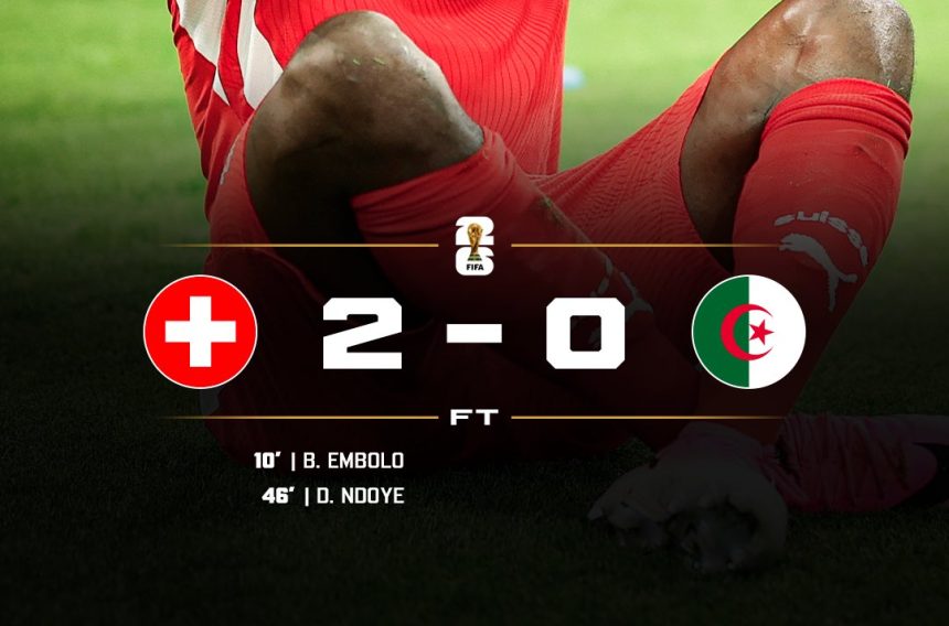Switzerland beat Algeria and fly to World Cup Round of 16- Photo credit: X media