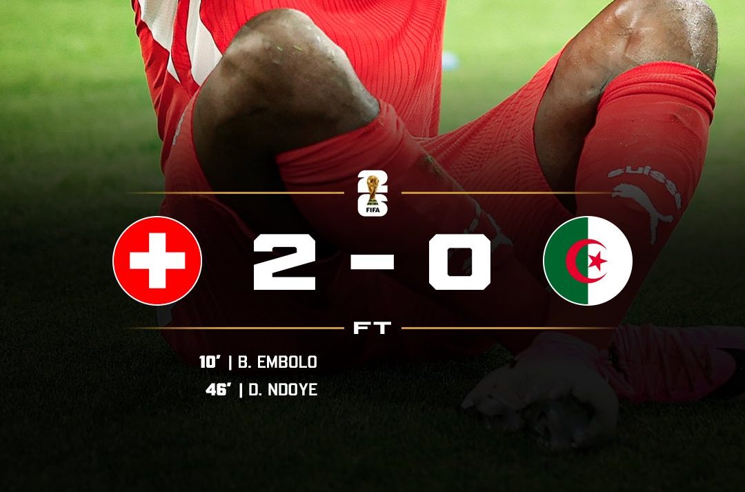 Switzerland beat Algeria and fly to World Cup Round of 16- Photo credit: X media