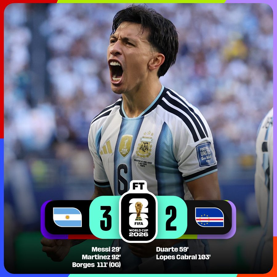 ARGENTINA QUALIFY TO RO16 AFTER EPIC GAME AGAINST CAPE VERDE HEROES- Photo credit: FIFA media