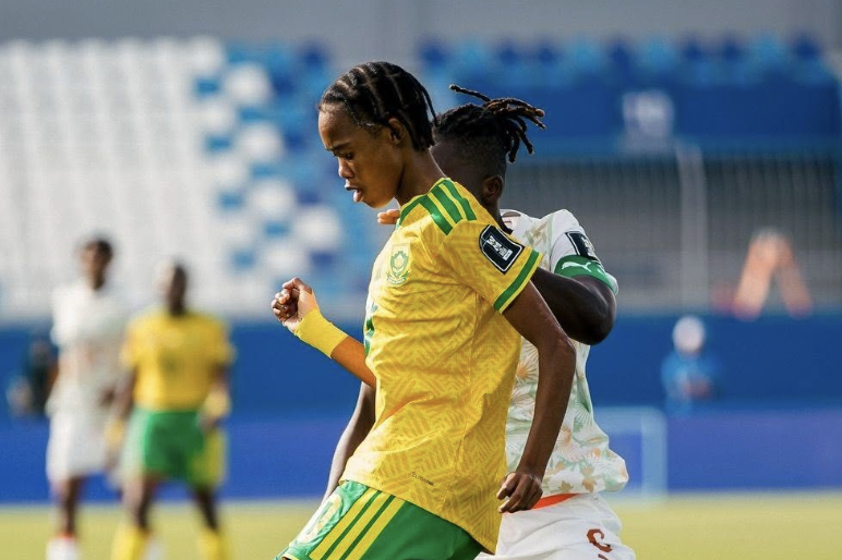 Hildah Magaia rin action for Banyana Banyana, as South Africa fought back to earn a 2–2 draw against Ivory Coast in 2026 WAFCON Group B encounter - Photo Credit : Softfootball Media