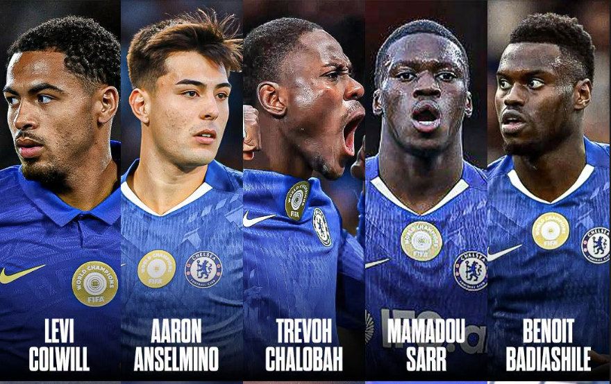Levi Colwill, Aarón Anselmino, Trevoh Chalobah, Mamadou Sarr and Benoît Badiashile - Photo Credit : Givemesports
