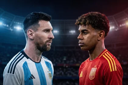 Lionel Messi face off with Lamine Yamal - Photo Credit : Sports Mole