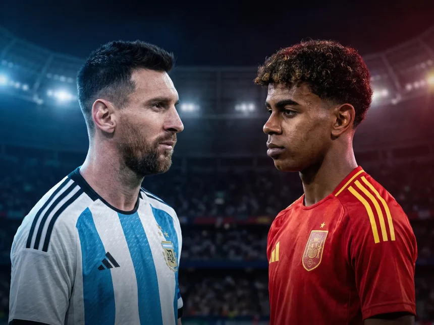Lionel Messi face off with Lamine Yamal - Photo Credit : Sports Mole