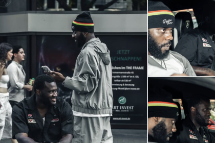 Super Eagles striker Victor Boniface linked up with Nigerian music star Odumodublvck in Dusseldorf, Germany - Photo Credit : Softfootball Media
