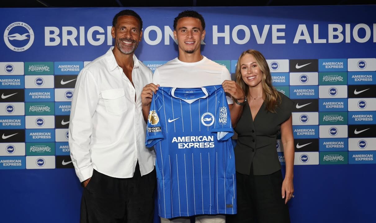 Tate Ferdinand Signs First Professional Contract with Brighton & Hove Albion - Photo Credit : Rio Ferdinand﻿, X