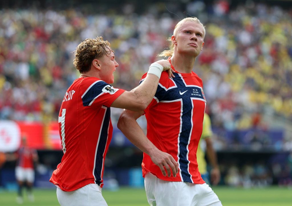 Erling haaland scores for Norway (Photo credit: Athlone sports)
