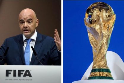 FIFA President Gianni Infantino and World Cup (Photo credit: Softfootball media)