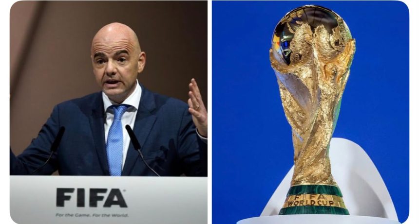 FIFA President Gianni Infantino and World Cup (Photo credit: Softfootball media)
