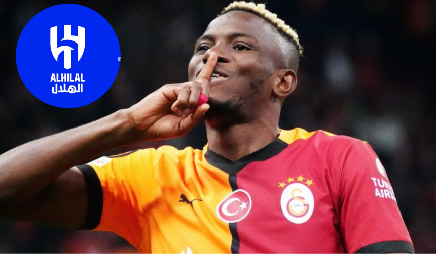 Al Hilal Logo and Victor Osimhen - Photo Credit - Fabrizo Romano via X
