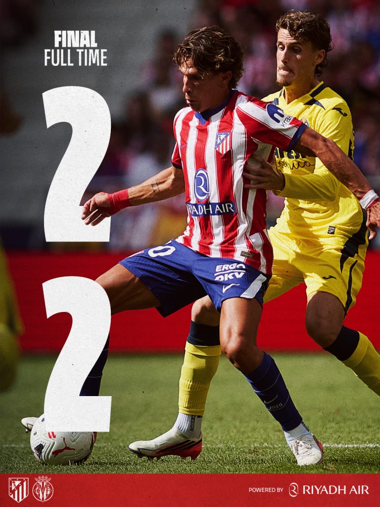 Atlético Madrid 2–2 draw against Villarreal - Photo Credit : Atlético Madrid, X