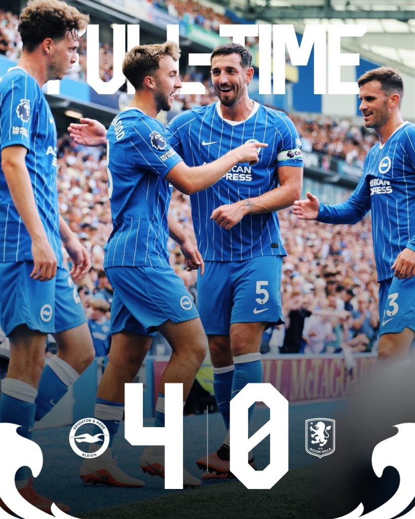 Brighton’s 4–0 demolition of Aston Villa - Photo Credit : Brighton, X