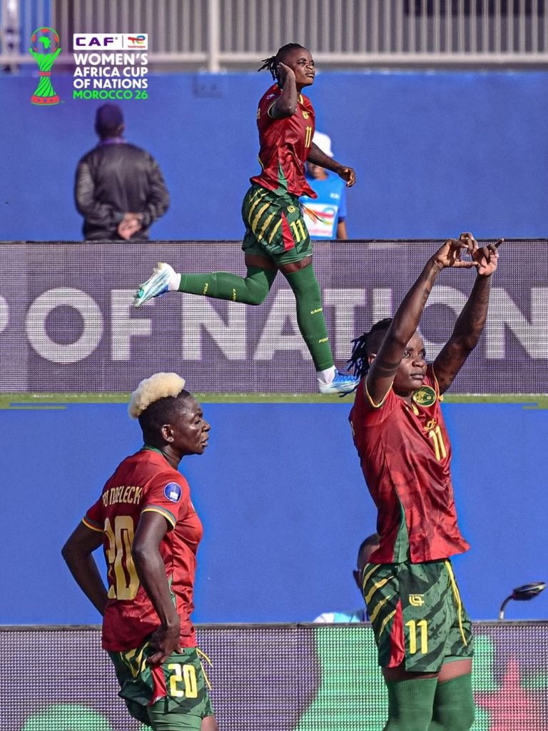 Cameroon take the lead with a stunning free-kick from around 20 yards out - Photo Credit : CAF Women, Facebook