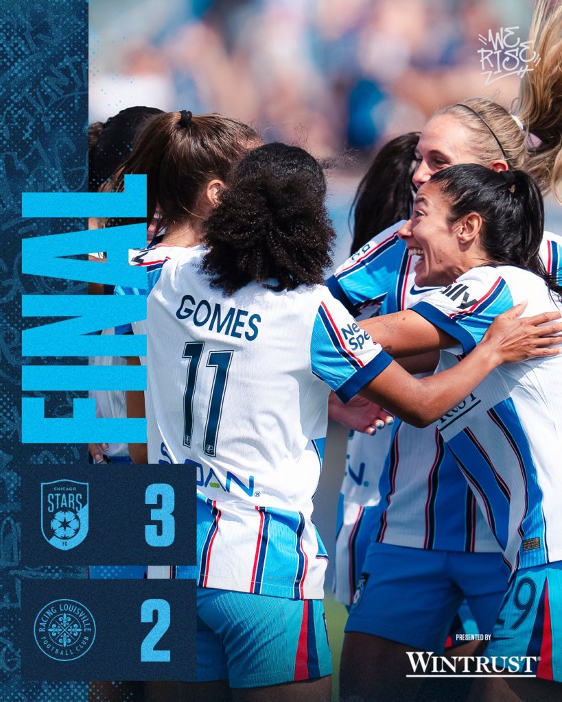 Chicago Stars claim a hard‑fought 3–2 victory over Racing Louisville - Photo Credit : Chicago Stars, X