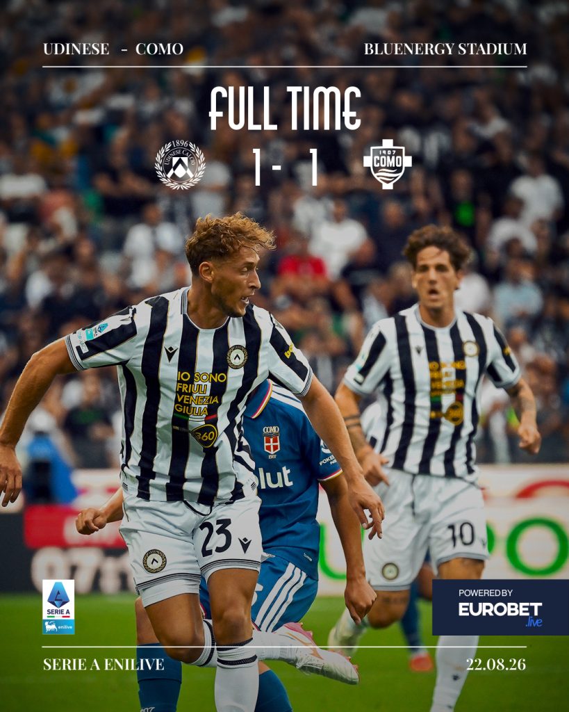 Como and Udinese played out a 1–1 draw in their Serie A opener - Photo Credit : Udinese, X