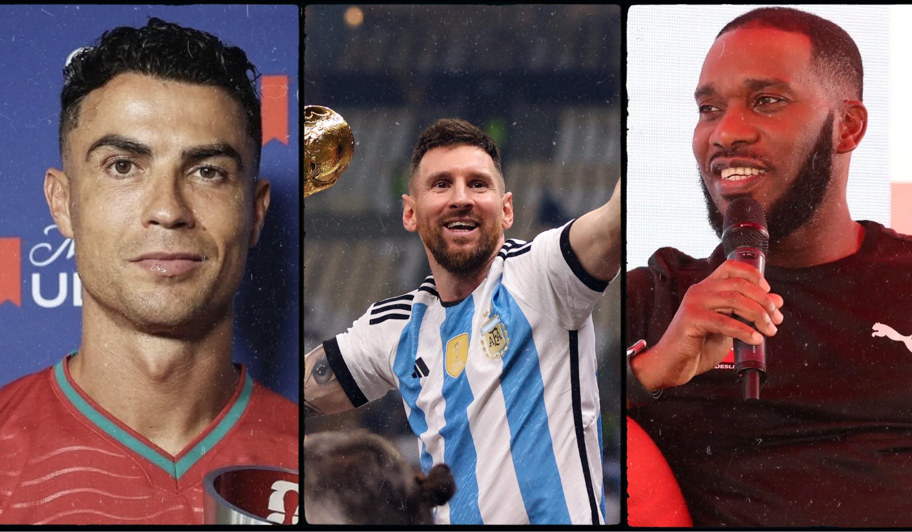 Cristiano Ronaldo, Lionel Messi and Jay Jay Okocha - Photo Credit : Softfootball Media