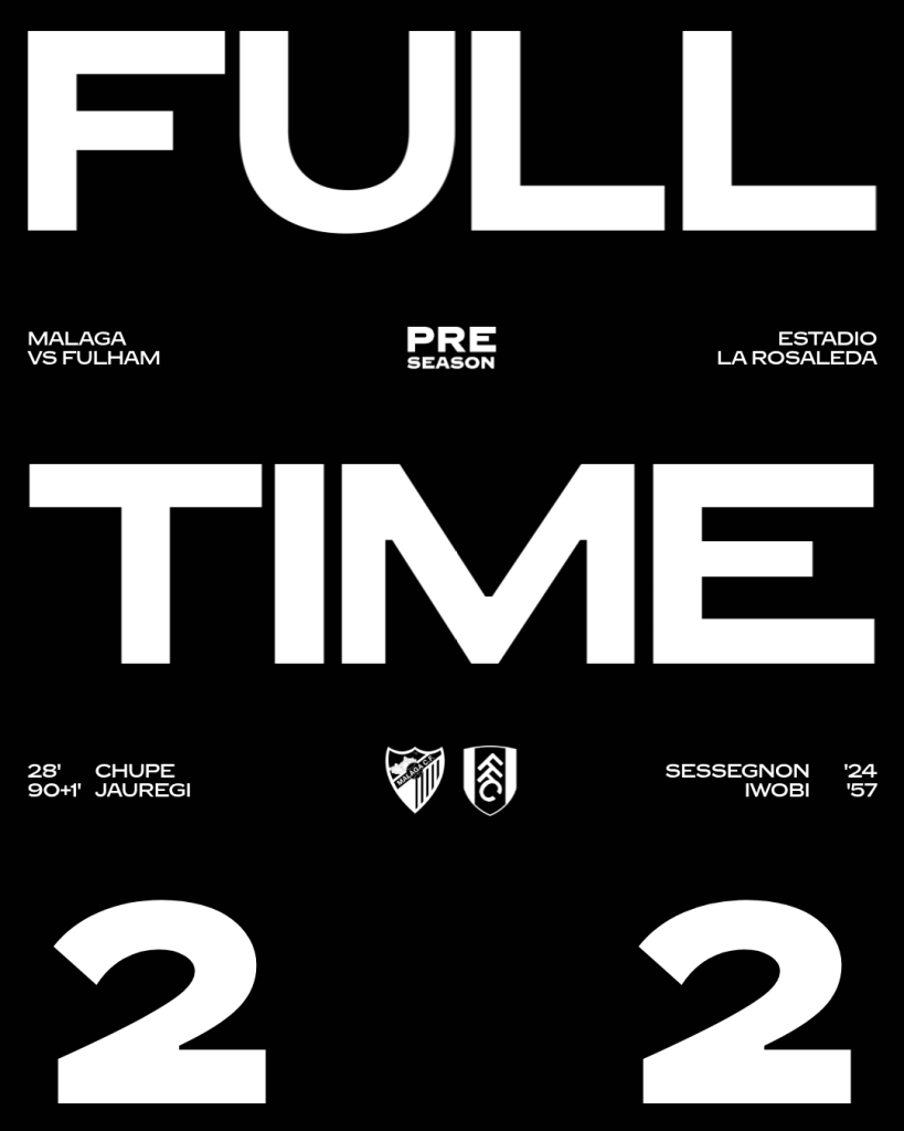 Fulham’s 2-2 Draw with Málaga as Pre‑Season Form Continues - Photo Credit : Fulham Football Club, X