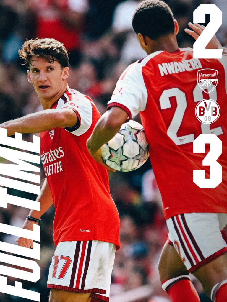 Arsenal 2-3 Borussia Dortmund- PHoto credit: Arsenal media