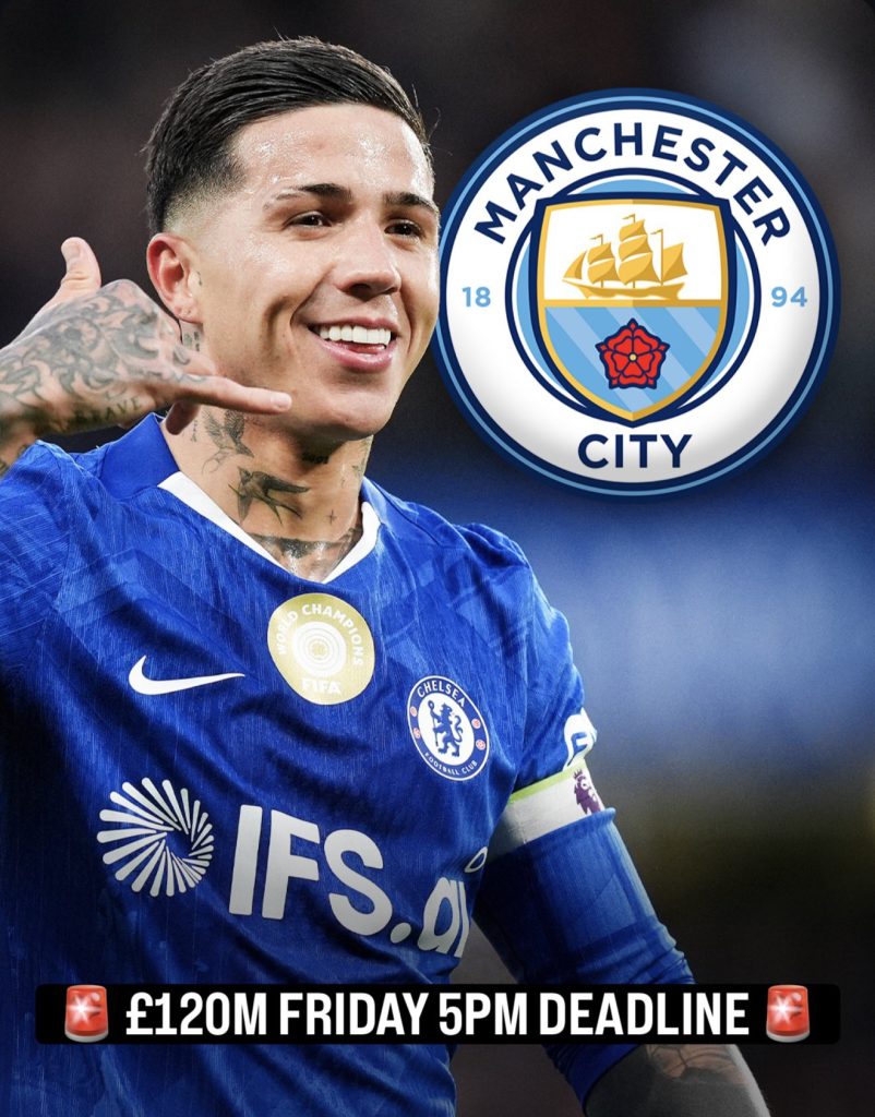 Chelsea fix Friday 5pm UK time deadline for Enzo Fernández exit- Photo credit: X media
