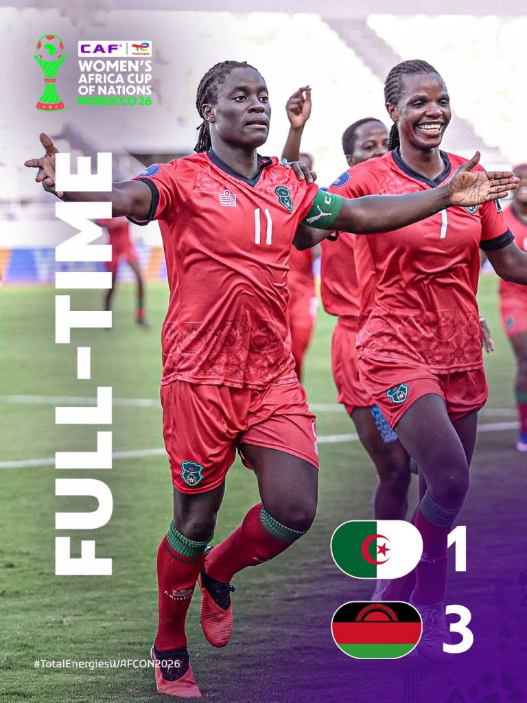 Malawi’s 3–1 victory over Algeria 2026 WAFCON Semi finals on Wednesday, 12 August 2026 - Photo Credit : CAF Women, Facebook