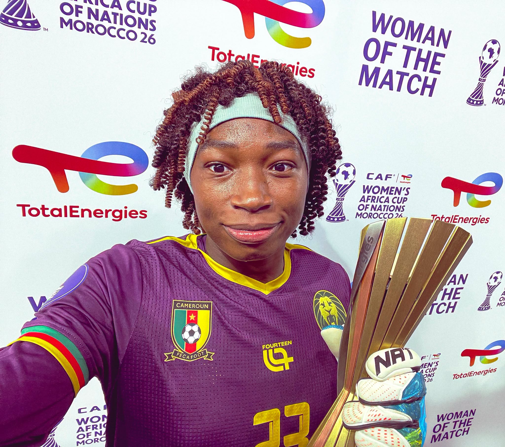 Michaely Bihina wins man of the match award against Morocco - Photo Credit : CAF Women, Facebook
