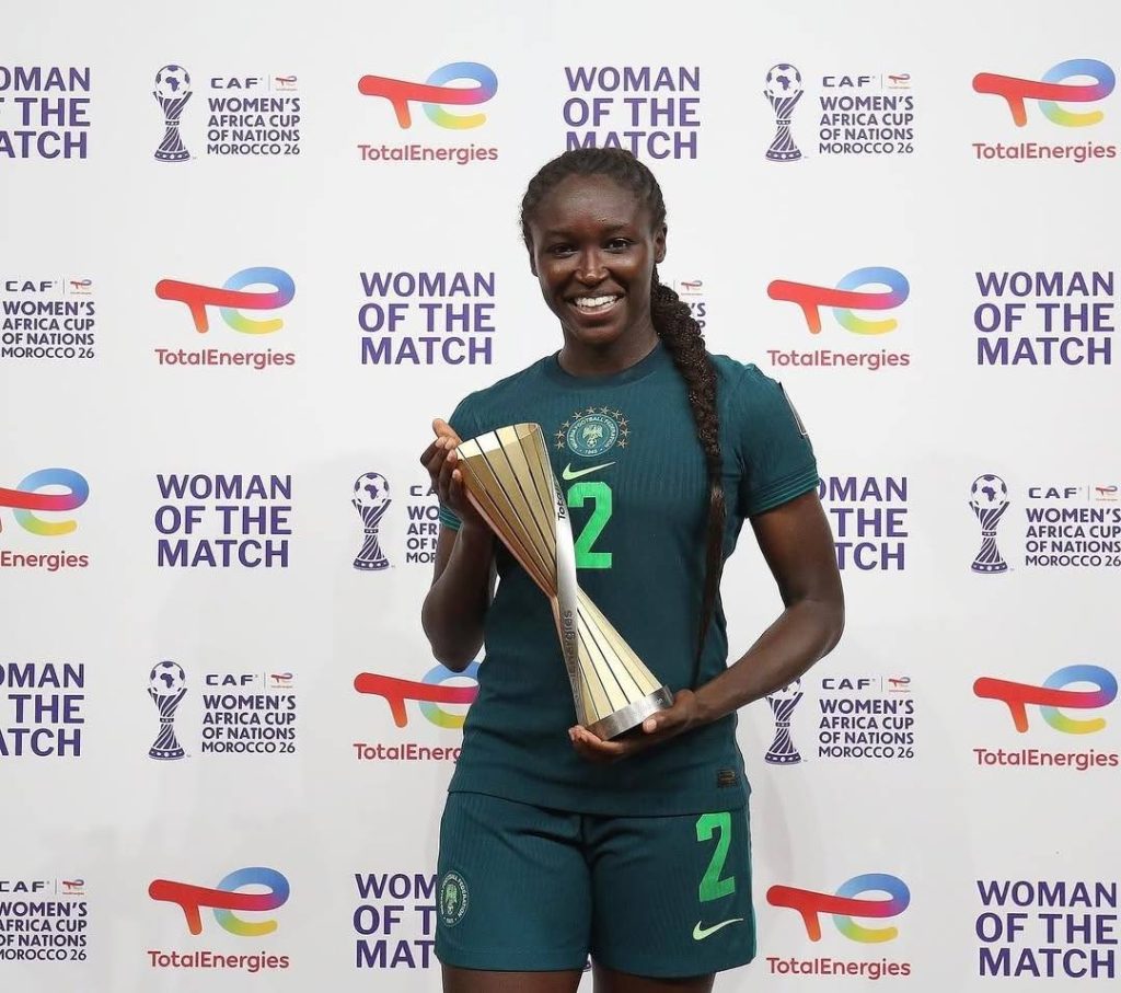 RINSOLA BABAJIDE NAMED WOMAN OF THE MATCH AS SUPER FALCONS THRASH EGYPT 6-2 TO REACH QUARTER-FINALS - Photo Credit : Women African Cup of Nation, Official X