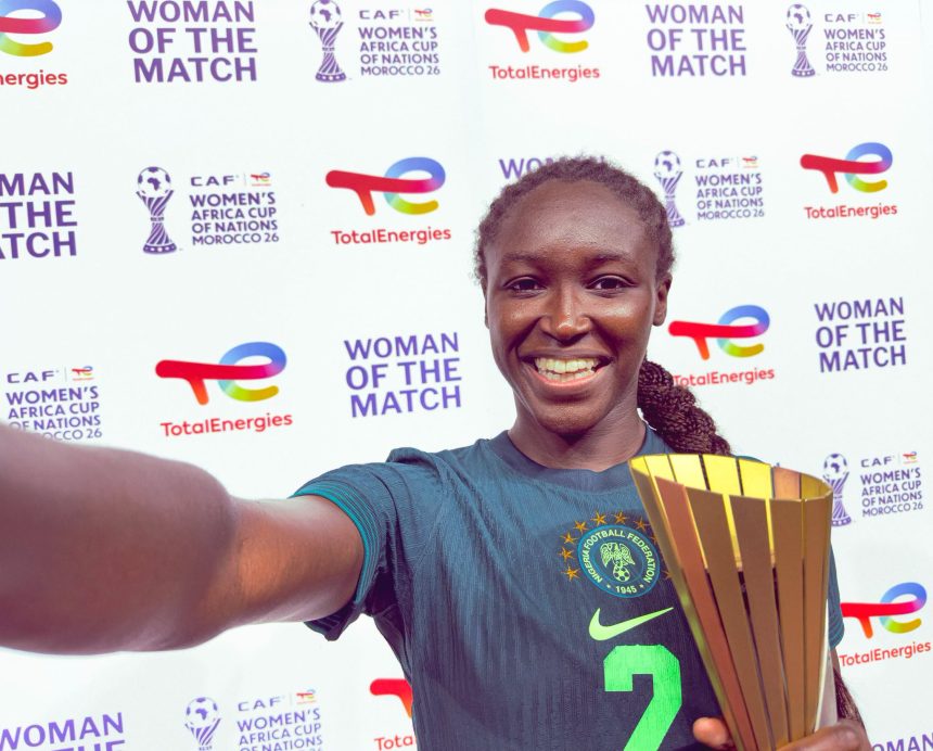 RINSOLA BABAJIDE NAMED WOMAN OF THE MATCH AS SUPER FALCONS THRASH EGYPT 6-2 TO REACH THE QUARTER-FINALS - Photo Credit : CAF Women’s Football, Facebook