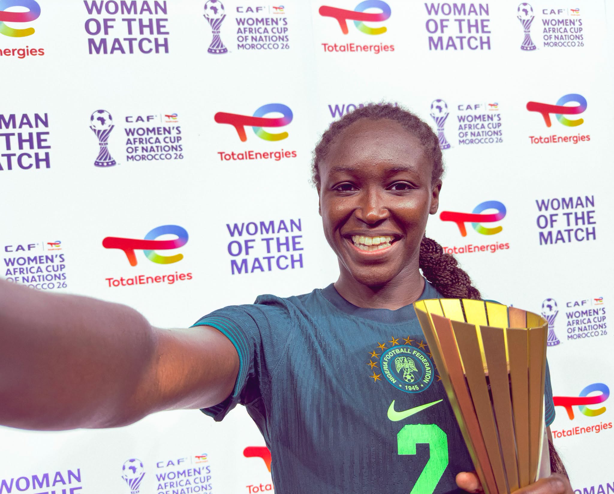 RINSOLA BABAJIDE NAMED WOMAN OF THE MATCH AS SUPER FALCONS THRASH EGYPT 6-2 TO REACH THE QUARTER-FINALS - Photo Credit : CAF Women’s Football, Facebook