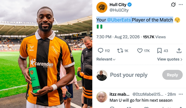 Semi Ajayi Named Man of the Match After Scoring Against Manchester United - Photo Credit : Hull City, X
