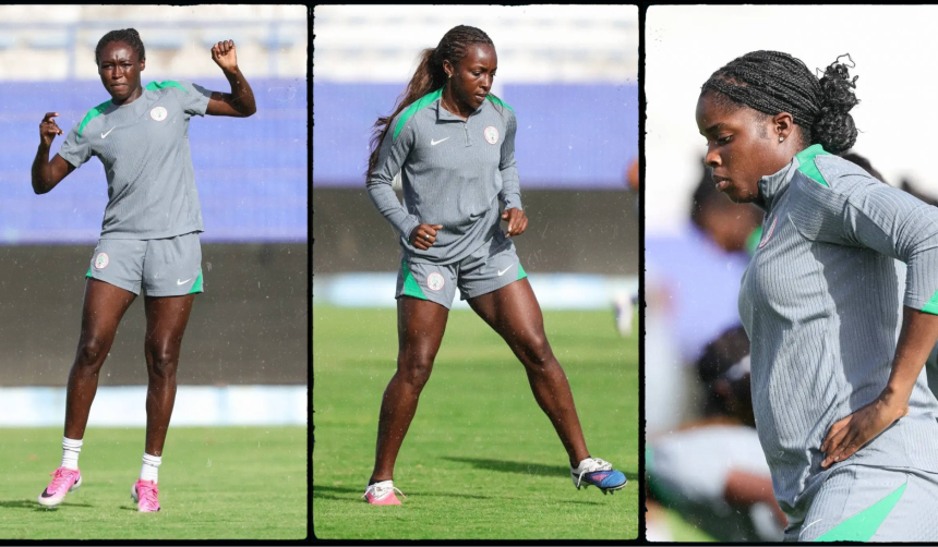 Super Falcons Hold First Training Session Ahead of World Cup Playoff Against South Africa - Photo Credit : Softfootball Media