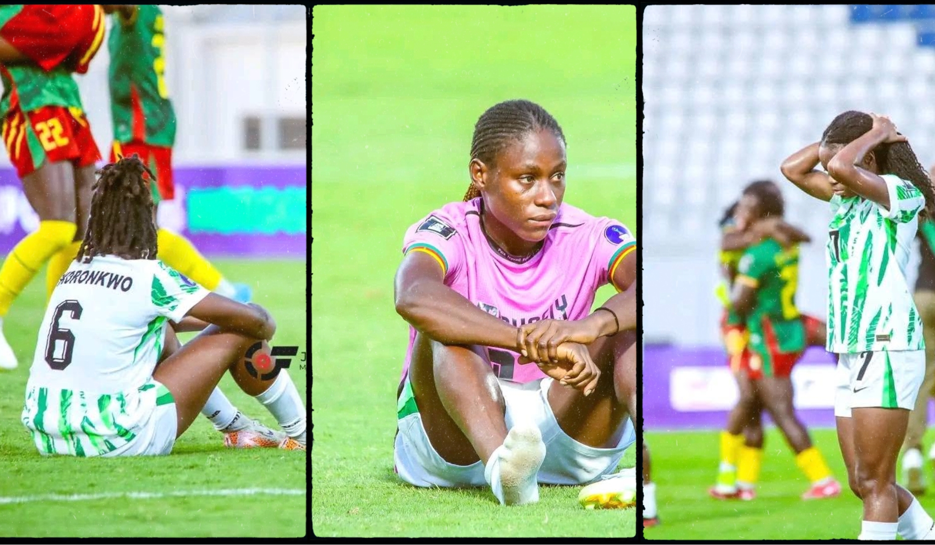 Super Falcons players were left in tears after failing to defend their WAFCON title and secure automatic qualification for the 2027 FIFA Women's World Cup - Photo Credit : CAF Online, Facebook